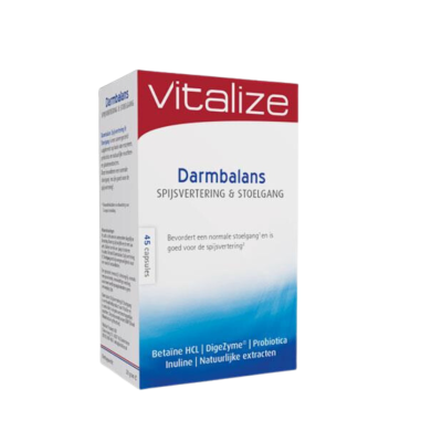 Embalagem do suplemento Vitalize Darmbalans para digestão e trânsito intestinal
