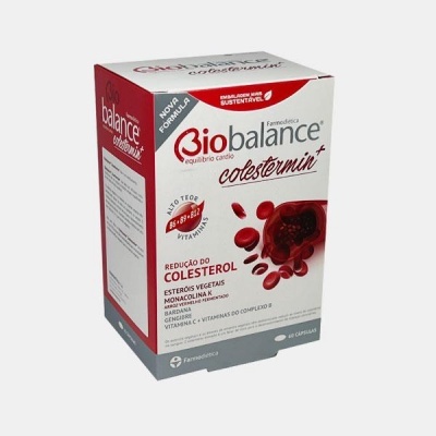 Embalagem de suplemento Biobalance Colestermin Plus para redução do colesterol.