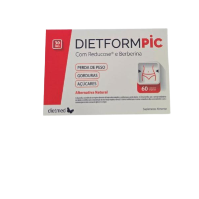 Embalagem do suplemento DIETFORM PIC com texto de perda de peso e 60 cápsulas.
