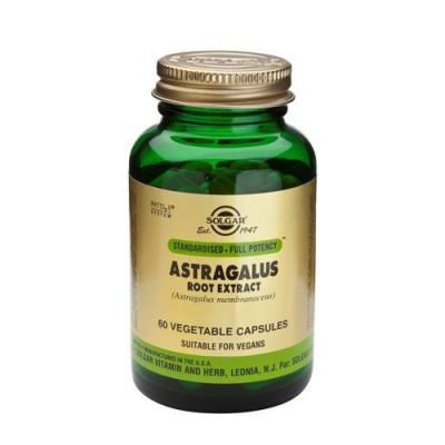 Frasco de cápsulas vegetais Solgar Astragalus Root Extract