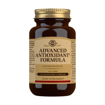 Frasco de suplemento alimentar Solgar Advanced Antioxidant Formula