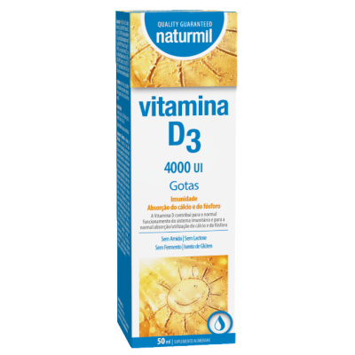 Caixa de suplemento de vitamina D3 4000 UI gotas naturmil 50 ml