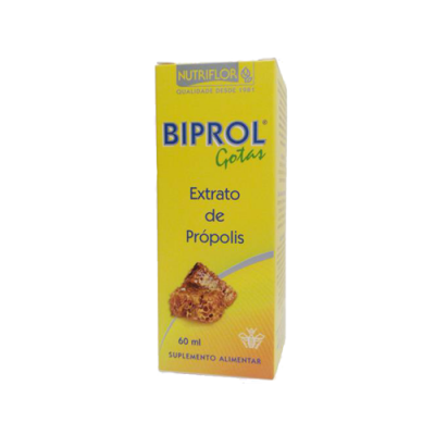 Embalagem amarela BIPROL Gotas extrato de Própolis 60 ml
