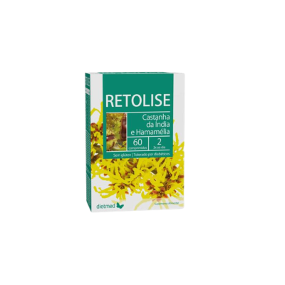 Embalagem do suplemento Retolise com flores amarelas