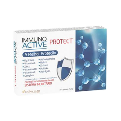 Caixa de suplemento imunológico IMMUNO ACTIVE PROTECT com ingredientes naturais