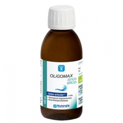 Frasco de suplemento OLIGOMAX zinco silício 150 ml Nutergia