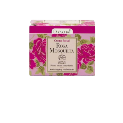 Creme facial Rosa Mosqueta Drasanvi em embalagem floral