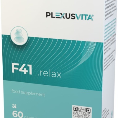 Embalagem de suplemento alimentar PlexusVita F41 relax azul e branco