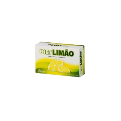 Caixa de suplemento Diet Limão com limões desenhados