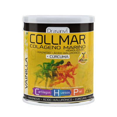 Embalagem de Colmar Colágeno Marino hidrolizado amarelo e preto com tampa branca