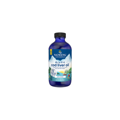 Frasco azul de óleo de fígado de bacalhau Arctic da Nordic Naturals