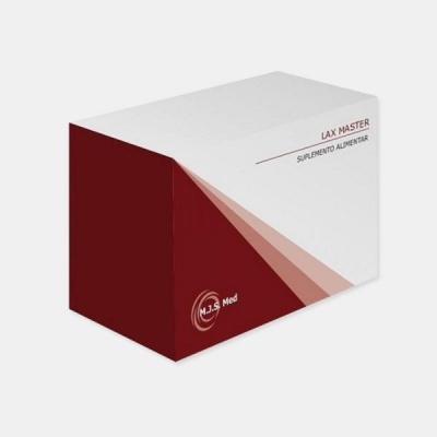 Caixa branca e vermelha de suplemento alimentar LAX MASTER