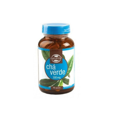 Frasco com cápsulas de chá verde Naturmil 500 mg