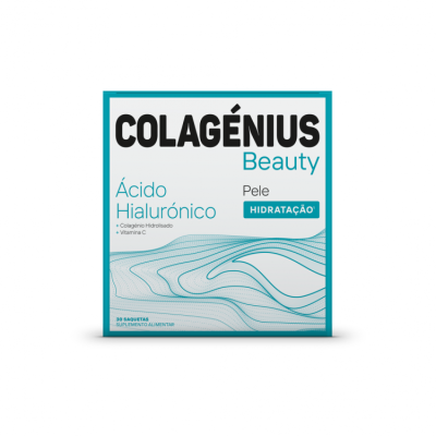 Embalagem Colagénius Beauty com Ácido Hialurónico para pele e hidratação