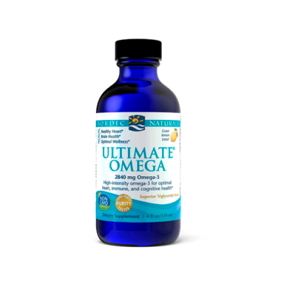 Frasco azul de suplemento Ultimate Omega da Nordic Naturals