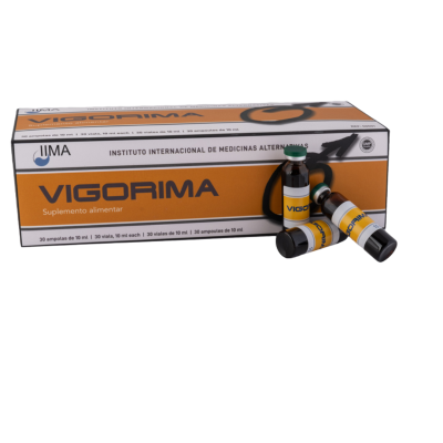 Caixa e ampolas do suplemento alimentar VIGORIMA