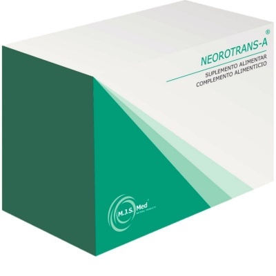 Embalagem de suplemento alimentar NEOROTRANS-A em verde e branco