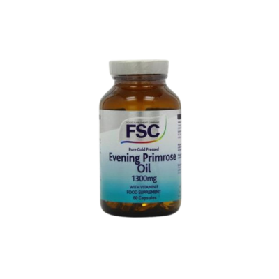 Frasco de suplemento de óleo de prímula FSC 1300mg com 60 cápsulas