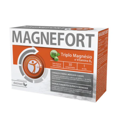 Embalagem do suplemento MAGNEFORT com Triplo Magnésio e Vitamina B6