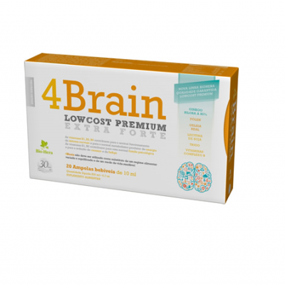 Caixa de ampolas 4Brain Lowcost Premium Extra Forte com logótipo Bio-Hera