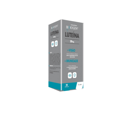 Embalagem do suplemento BIOXYGEN LUTEÍNA 20mg com indicação de visão e imunidade