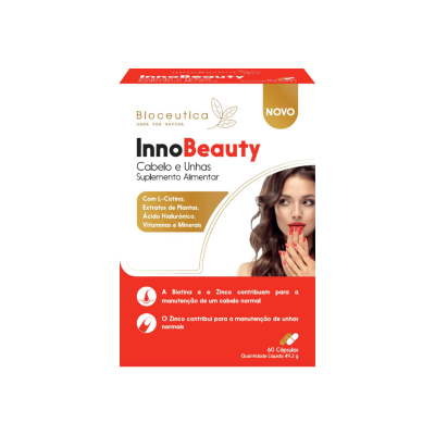 Embalagem do suplemento alimentar InnoBeauty para cabelo e unhas da Bioceutica