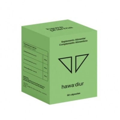 Caixa verde para suplemento alimentar com texto e símbolos em preto