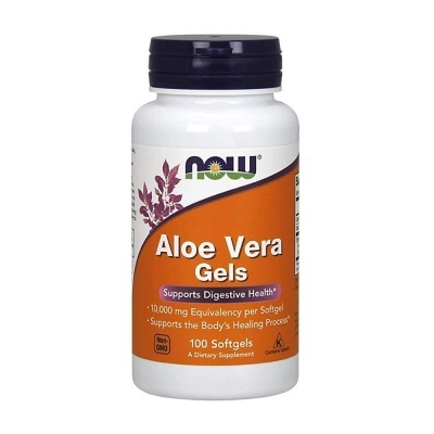 Frasco de Aloe Vera Gels da NOW para saúde digestiva