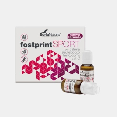 Embalagem e frascos do suplemento fostprint SPORT da Soria Natural