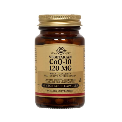 Frasco de suplemento Solgar CoQ-10 120 MG
