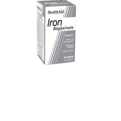 Embalagem de suplemento alimentar HealthAid Iron Bisglycinate