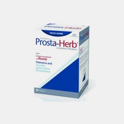 Caixa de Prosta-Herb com ingredientes e texto em branco e azul
