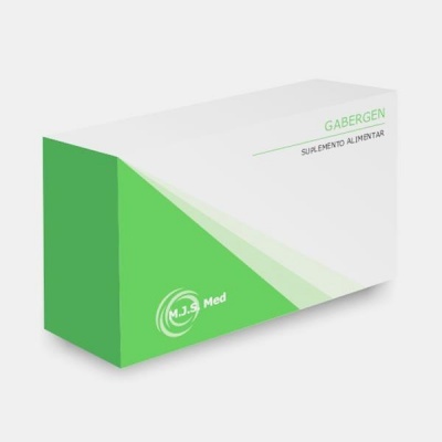 Caixa branca e verde de suplemento alimentar Gabergen