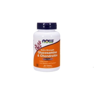 Frasco de suplemento NOW Glucosamine & Chondroitin com 60 comprimidos