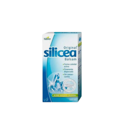 Frasco de Silicea Original Balsam em embalagem branca e azul