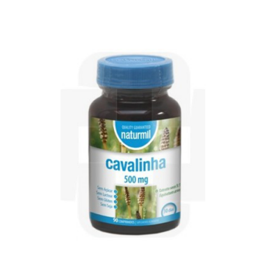 Frasco de suplemento alimentar Naturmil Cavalinha 500 mg