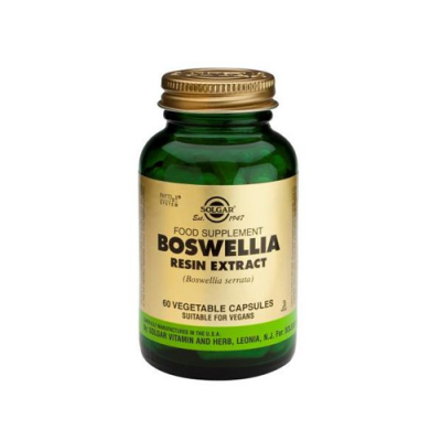 Frasco verde de suplemento alimentar Boswellia Resin Extract da Solgar