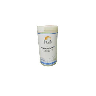 Frasco branco de suplemento Be-Life Magnesium 400