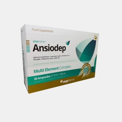 Caixa branca com suplemento alimentar Ansiodop da Vegafarma