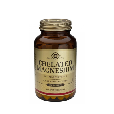 Frasco de suplemento alimentar Chelated Magnesium da Solgar