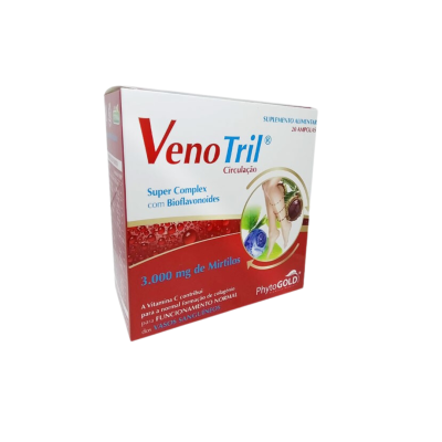 Embalagem do suplemento Venotril Circulação com bioflavonoides e mirtilos