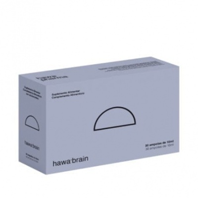 Embalagem cinzenta com texto e desenho preto