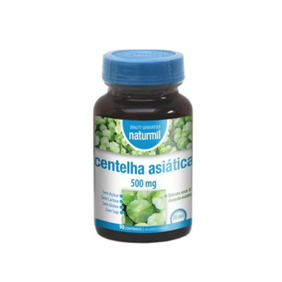 Frasco de suplemento Naturmil Centelha Asiática 500 mg