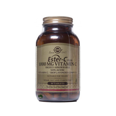 Frasco de suplemento alimentar Ester-C Plus 1000 MG Vitamina C da Solgar