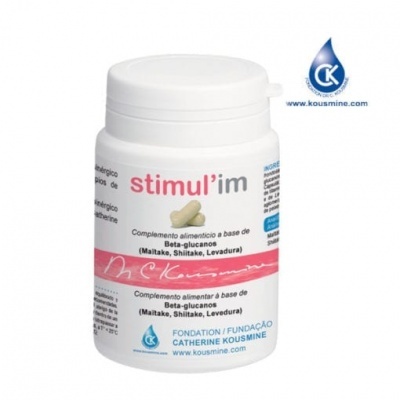 Frasco branco de suplemento alimentar beta-glucanos com texto e logótipo azul.