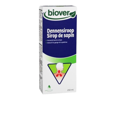 Embalagem de xarope Biover Dennensiroop Sirop de sapin 250 ml