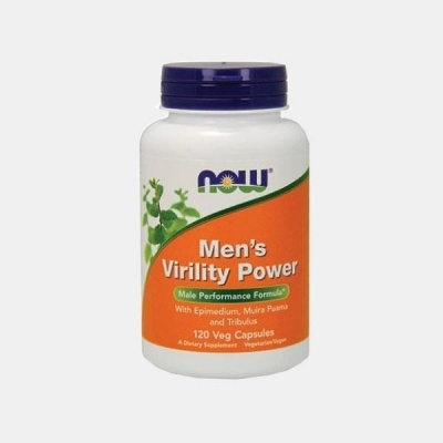 Frasco de suplemento masculino Men's Virility Power da NOW