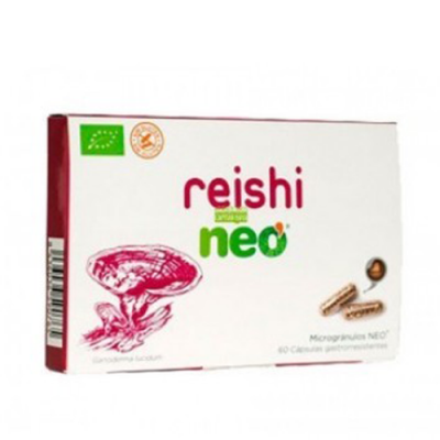 Embalagem de suplemento com imagem de cogumelo e cápsulas
