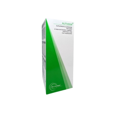Embalagem de suplemento alimentar ALTITUSSIN, solução líquida 115 ml, com descrição de ingredientes