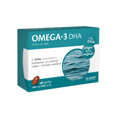 Embalagem de suplemento Omega-3 DHA com óleo de alga e 60 perlas